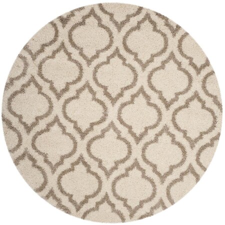 Flowers First 7 x 7 ft. Round Hudson Shag Power Loomed Round Rug; Ivory & Beige FL1860194